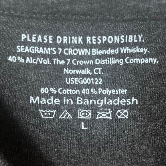 National Dive Bar Day July 7 Tshirt Large Black Seagrams 7 Crown - Picture 7 of 7